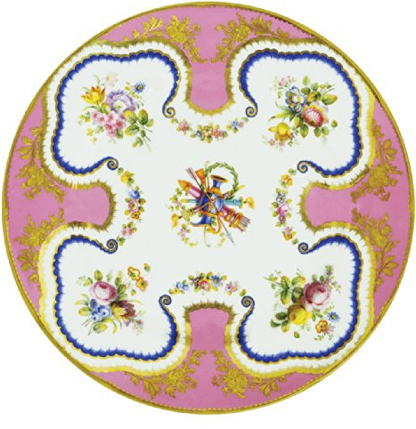 V&A - Victoria and Albert Museum Pink Ground Painted Tin Enamel Plate - Picnic or Camping