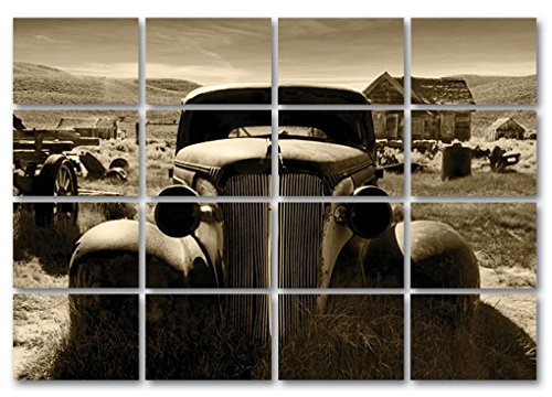 Leinwandbild Geisterstadt 16-teilig Autos Wilder Westen Amerika Puzzle, Leinwand, Leinwandbild XXL, Leinwanddruck, Wandbild