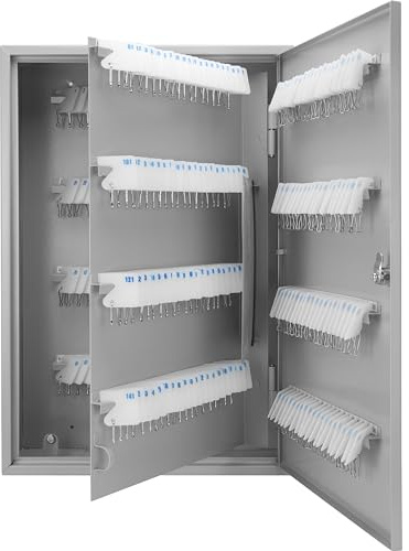Barska 240 Position Key Cabinet with Numbered Hooks – Wall Mount Steel Key Organizer Safe with Index Log, White Key Tags & Lockable Door for Office or Business - Key box wall mount - key locker