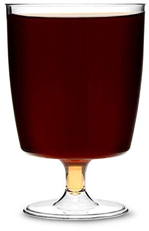 100 x One Piece Disposable Plastic Wine Glasses (200ml). Ideal for picnics, Camping and Glamping, Festivals, Outdoor Pool, BBQ, Garden, Office Parties and Special Occasions.