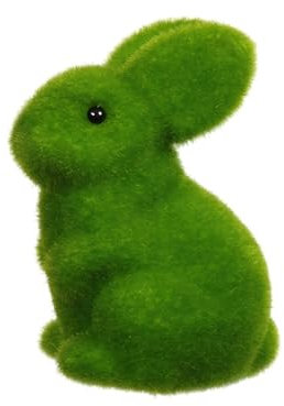 RiloStore Deko-Hase 14cm grün beflockt Osterhasen o671 Osterdeko Osterhase Tischschmuck Holzhasen Deko Osterhasen Tischdeko Häschen Basteln dekorieren Ostern Shabby Chic Nostalgie Vintage Retro