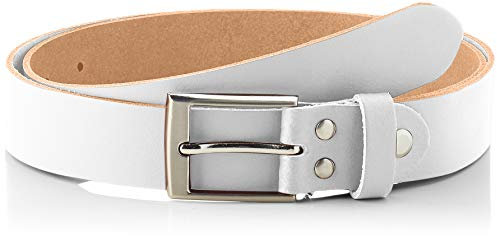 Vascavi Ledergürtel echt Leder, 3 cm breit und ca. 0.25 cm stark, Gürtel, Hüftgürtel, Jeansgürtel, Made in Germany (85 cm Gesamtlänge 95 cm, Weiß)