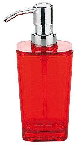 Kela Seifenspender Kristall aus Kunststoff in rot, Plastik, 7.5 x 7.5 x 17 cm