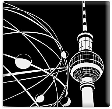Deko-Magnet - 10 x 10 cm - Architektur Motiv: Berlin, Weltzeituhr