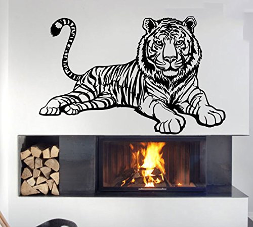 Sunnywall Wandtattoo Wandaufkleber Tiger liegend Löwe Schwarz Gr4 XXL
