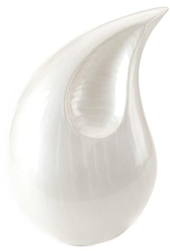 Urns UK Tiverton Pearl-Urna para Cenizas (Aluminio, 33 cm), Blanco, 21.5x17x32.5 cm