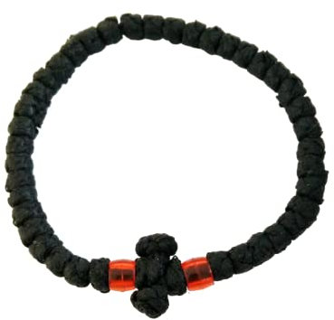 Handmade Christian Orthodox Greek Chotki Komboskoini Prayer Rope Waxed Thick Black