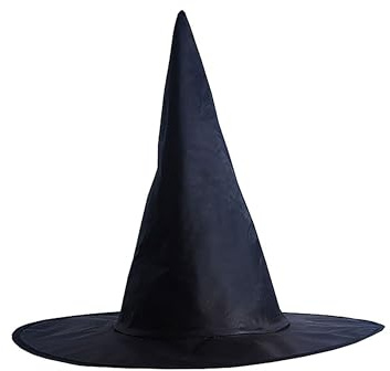 PartyDeco Hexenhut 38x35cm - Hexen Deko Halloween Kindergeburtstag - Zauberhut für Hexenkostüm Halloweenkostüm - Kopfbedeckung Accessoire Kostümzubehör Karneval Fasching - Schwarz