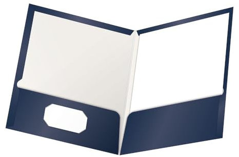 Oxford 51704 Dokumentenmappe, laminiert, 100 Blatt, 2 Fächer, 25 Stück Letter navy