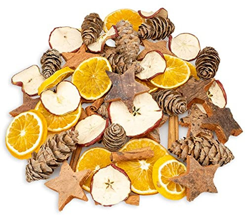NaDeco Weihnachts-Potpourri, Gewicht 250g | Weihnachtsdeko | Adventskranz Deko Set | Weihnachten Bastelset mit Zimtstangen, Orangenscheiben, Apfelscheiben, Tannenzapfen und Kokossternen | Streudeko