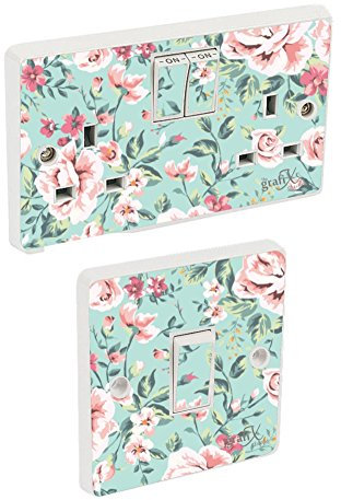 Vintage Flowers Light Switch & Double Socket Sticker Vinyl / Skin cover sosw30