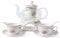 6 Stück Europäischen Blumen Tee Set, Rose Muster Bone China Tee Set Service Kaffee Set, Beheizte Glas Teekanne, Für Geschenk Und Haushalt, Hochzeit