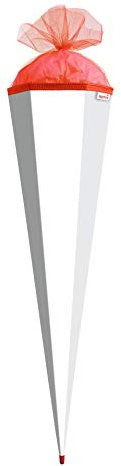 ROTH Bastel-Schultüte groß weiß - 85 cm 6-eckig - extra stabil durch Rot(h)-Spitze mit rotem Tüll-Verschluss