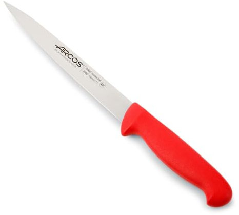 Arcos Séries 2900 - Couteau à Filet - Lame Acier Inoxydable Nitrum 190 mm - Manche Polypropylène Couleur Rouge