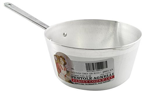 Pentole Agnelli Casserole Conique avec Bec verseur, en Aluminium BLTF, dotée d'une poignée en Acier Inoxydable - argenté 22 cm Argent