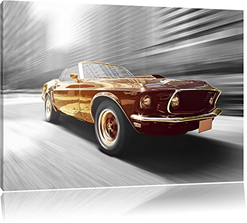 Pixxprint Mustang, Größe: 100x70cm, Leinwandbild, fertig gespannt, Wandbild, Dekoration, Kunstdruck, kein Poster