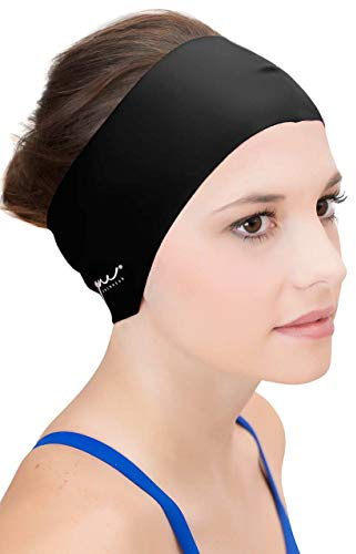 Sync Hair Guard & Ear Guard Headband - Wear Under Swimming Caps (Black)