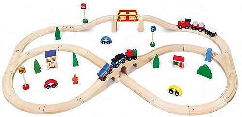 Viga Toys - Holzeisenbahn - Stadt - 49 Teile 2043646, Multi Color
