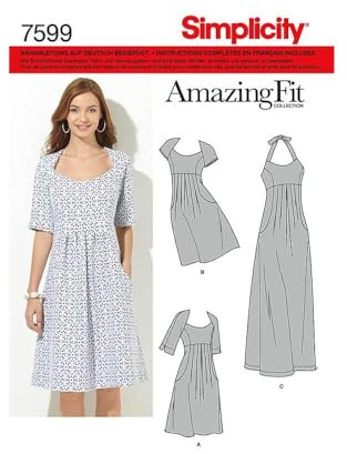 Simplicity 1800Women's & Plus Size Amazing Fit Dresses, Paper, White, BB (20W-28W)
