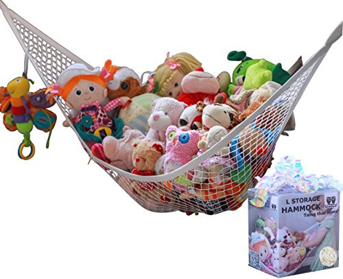 Easter Gift idea MiniOwls Children or Pet Plush Toy Storage Hammock Large Organizer De-cluttering Solution & Practical Idea for a Nursery or Gift (White/Large)