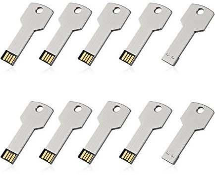RAOYI 10PCS 4GB USB Flash Drive Metal Key Design USB Flash Drive Metal Key Shaped Memory Stick USB 2.0 Silver