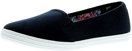 Platino Eleanor Shoes for Women - Slip On Trainers for Women Available in White, Navy & Grey, Comfortable and Breathable Womens Summer Shoes with Elasticated Gusset Navy 5 UK