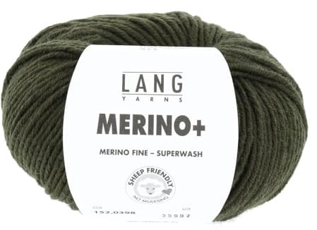 LANG YARNS Merino + - Farbe: Olive (0398) - 50 g / ca. 90 m Wolle