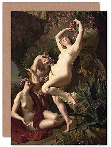 Wee Blue Coo ALLEGORY GREEK WALDMULLER GRACES GARLANDED ROSES ART GREETINGS CARD