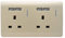 Trendi 2 Gang Artistic Modern Glossy Screwless Raised 13 Amp 240v Short 4 USB Type A Charging Points Double Chrome Switched Electrical Wall Plug Socket Champagne Gold - ART-SKT213USBGO