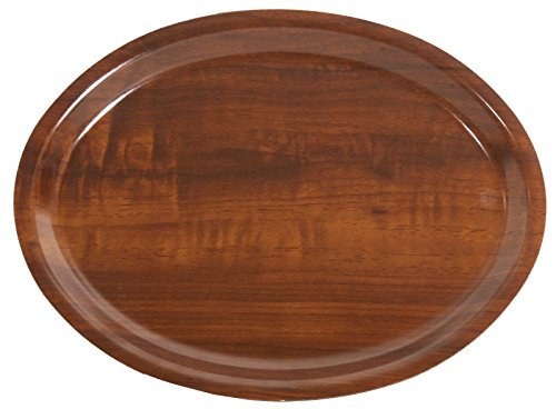 Ovales Tablett aus melaminbeschichtetem 3 mm-Pressholz, Nussbaum-Dekor, schlagfest und bruchstabil/Längen: 23, 26,5 oder 29 cm | ERK (A3-29 x 21 x 1,9 cm)