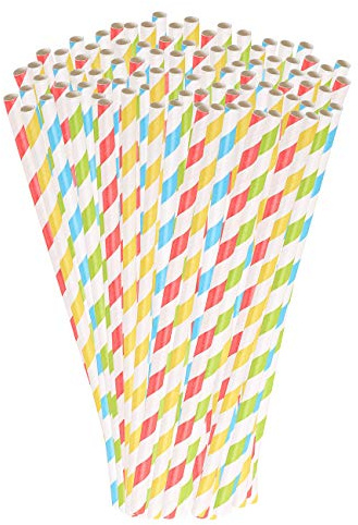 PEARL Strohhalme Papier: 100 Retro Papier-Trinkhalme in 4 Farben, gestreift, lebensmittelecht (Papierstrohhalme, Papiertrinkhalme, Gadget)