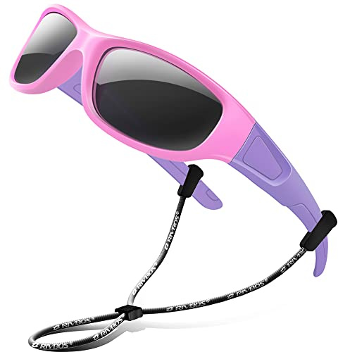 RIVBOS Kids Sunglasses Polarized UV400 TPE with Strap for Boys Girls RBK037