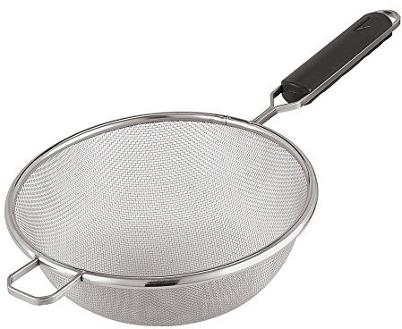 Paderno Colino a Rete/Scolapasta con manico Abs antiscottatura, ideale per filtrare, scolare e setacciare, rete in acciaio Inox, diametro 12 cm
