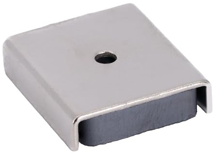 Stainless Steel Ferrite Channel Magnet DIY, Craft, and Hobbies - 26 x 23 x 6.3mm thick x 3mm hole - 6.1kg Pull