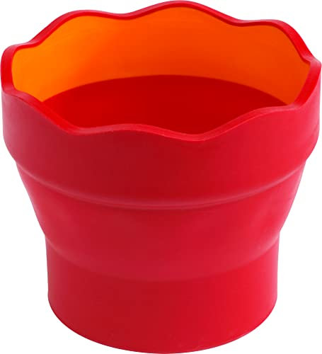 Faber-Castell 181517 - Wasserbecher Clic&Go, rot, faltbarer Pinselbecher, spülmaschinenfest