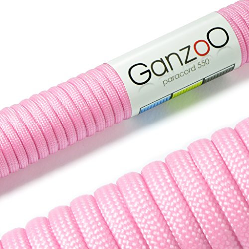 Ganzoo Paracord 550 Seil Pink-Rosa 4mm Schnur Typ 3, Nylon & Polyester, ideal für Basteln von Hundeleine Halsband Armband/Camping Survival und Outdoor 30 Meter Allzweckseil 7 Innenstränge