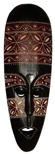 Wogeka Schöne 50 cm Ethno Holz Wand Maske Gold Deko Handarbeit Schnitzerei Afrika Maske34