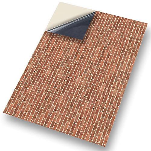 No 58 Brick Wall: NEW SELF ADHESIVE Dolls House Wallpaper : 1/12th scale Sheet Size : 12. 1/12” wide x 8.3/4” high (318mm x 225mm) Superior “Non see through” Semi Matt Vinyl Coverings that can be applied instantly over existing papers or directly on to any smooth surface - substantial thickness !