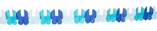Folat 09082 - Girlande aus Papier Babywiege - Geburt Junge - blau - ca. 6 m