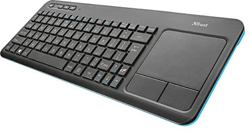 Trust Veza Tastiera Multimediale Wireless con Touchpad Integrato, Nero
