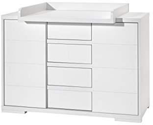 Schardt - Wickelkommode Maxx Weiß - 100 x 126 x 53cm (HxBxT) - inkl. 2 Türen und 4 Schubläden