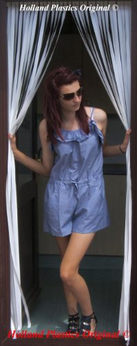 Holland Plastics Original Brand Heavy Duty Window Screen, Fly Protection, Strip Screen, Door Panel – All White (90 cm Wide) – Complete with Screw Hooks for Wooden Frames