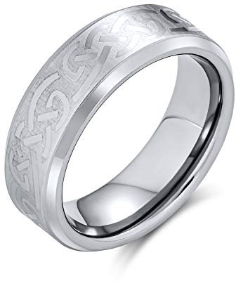 Bling Jewelry Personalisierte Unisex Irische Wikinger Keltische Unendlichkeit Liebesknoten Paare Breite Titan Eheringe 7MM Für Männer Frauen Matt Silber Ton 7MM Anpassbar