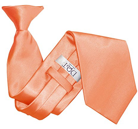 DQT Herren Einfarbig Satin Hochzeit Clip Standard Krawatte Koralle