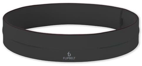 FlipBelt Classic Running Belt for Phone and Small Accessories, Exercise Waist Pouch for Women and Men, XL, Carbon