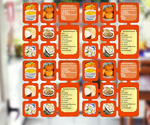 trendfinding 4 Segmente Foto Deko Karten Raumteiler Bilderrahmen Fotocollage Bilderwand Kartenvorhang Bildervorhang Galerie Vorhang Kartenhalter Orange