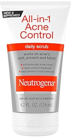 Neutrogena All-In-1 Acne Control Daily Face Scrub to Exfoliate and Treat Acne, Salicylic Acid Acne Treatment, 4.2 fl. oz