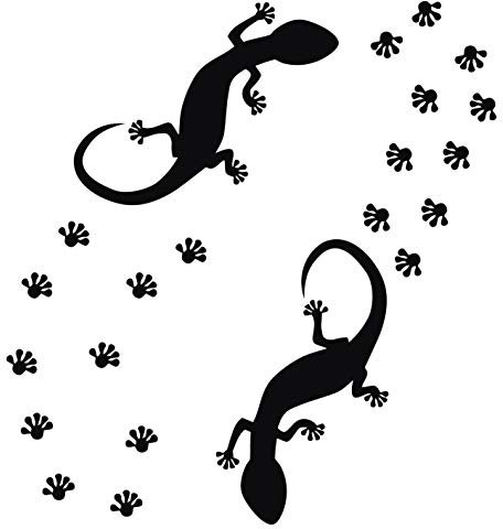 kleb-Drauf / 2 Echsen und 24 Pfoten/Schwarz - matt/Wandtattoo Wandaufkleber Wandsticker Aufkleber Sticker/Wohnzimmer Schlafzimmer Kinderzimmer Küche Bad/Deko Wände Glas Fenster Tür Fliese
