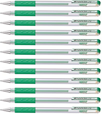 Pentel 0.8mm Tip Hybrid Gel Metallic Comfortable Finger Grip Ink Pen - Green