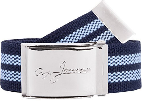 2Stoned Hosengürtel Stoffgürtel 4cm mit A.J. Jones Chromschnalle in Navy-Hellblau für Damen und Herren